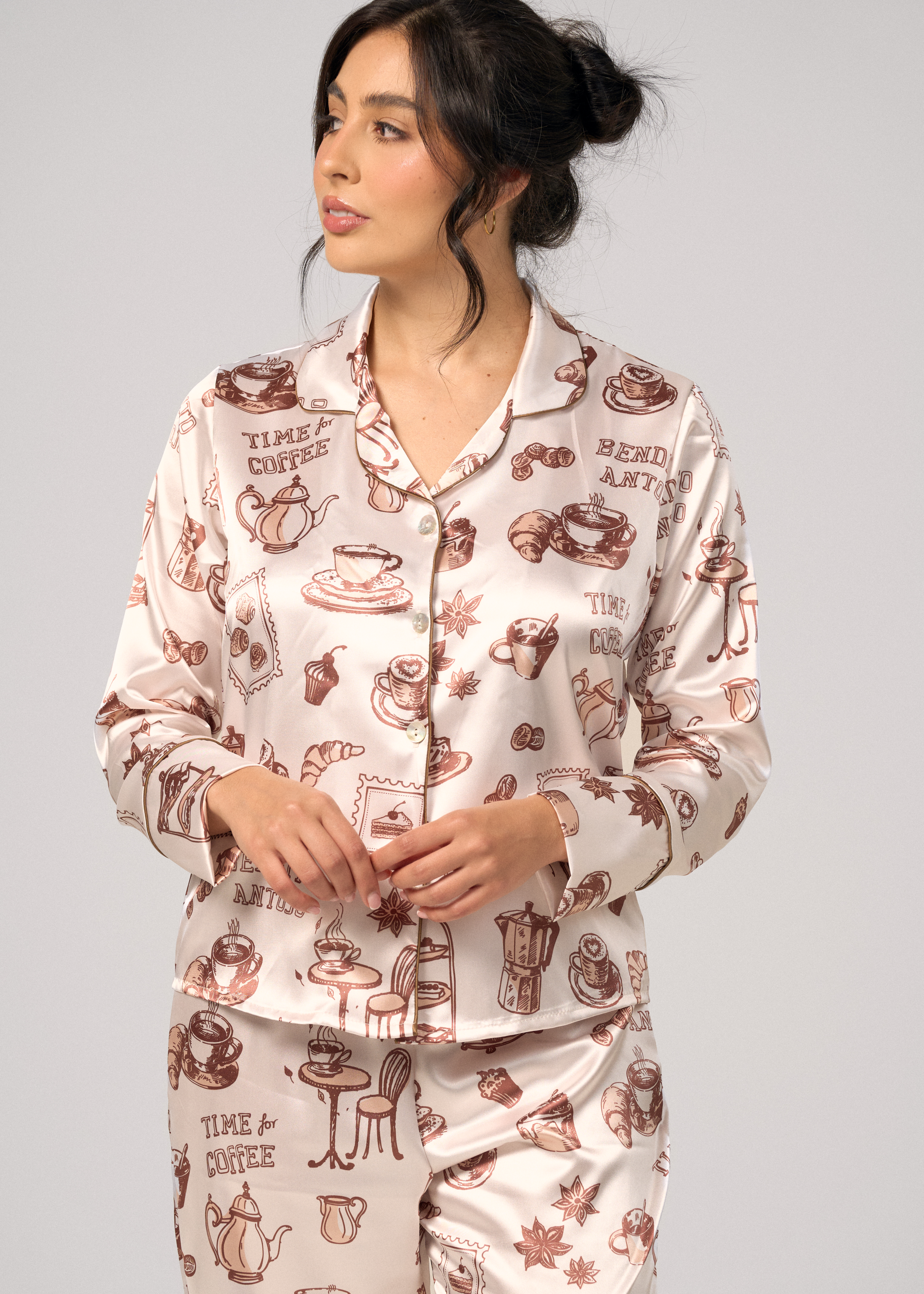 Pijama Pantalón / Camisa Manga Larga Tiempo de Café