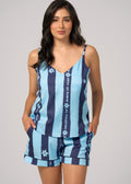 Pijama Short / Blusa de Tiras No Molestar Azul
