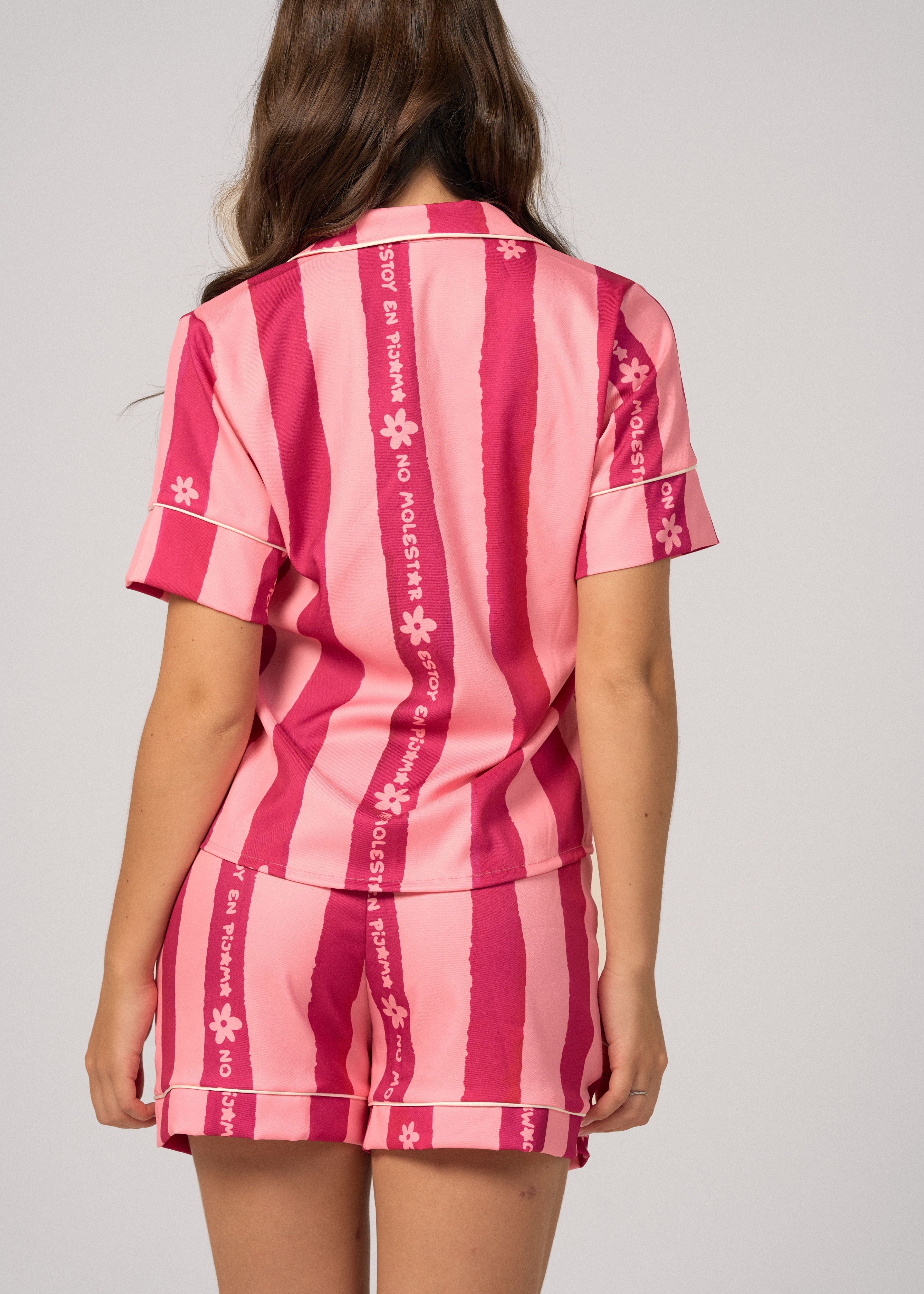 Pijama Short / Camisa Manga Corta No Molestar Rosada