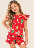 Pijama Short / Blusa Bolero Navidad Roja