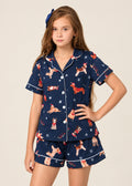 Pijama short  / Camisa Manga Corta Navidad Azul