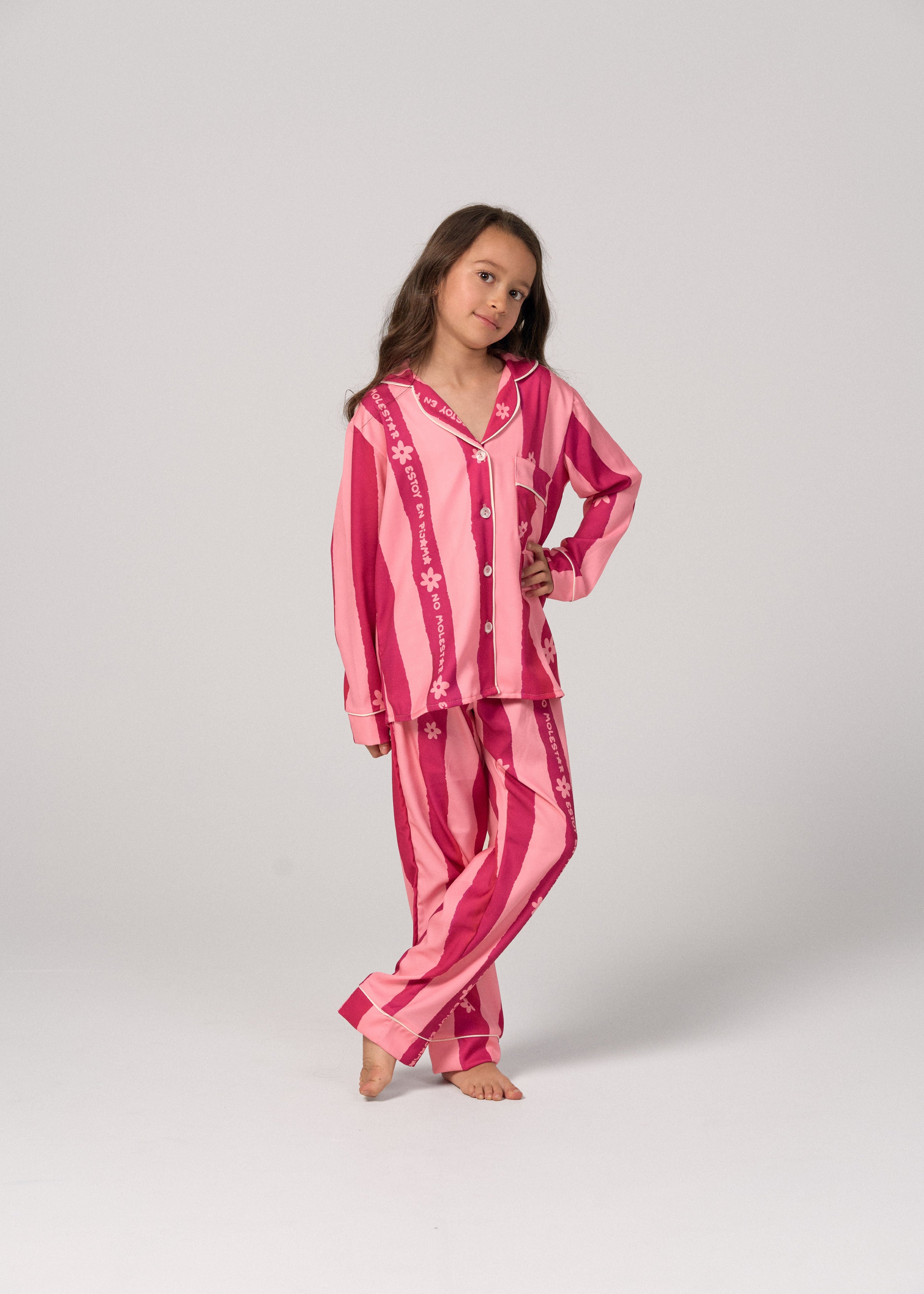 Pijama Pantalón / Camisa Manga Larga No Molestar Rosada