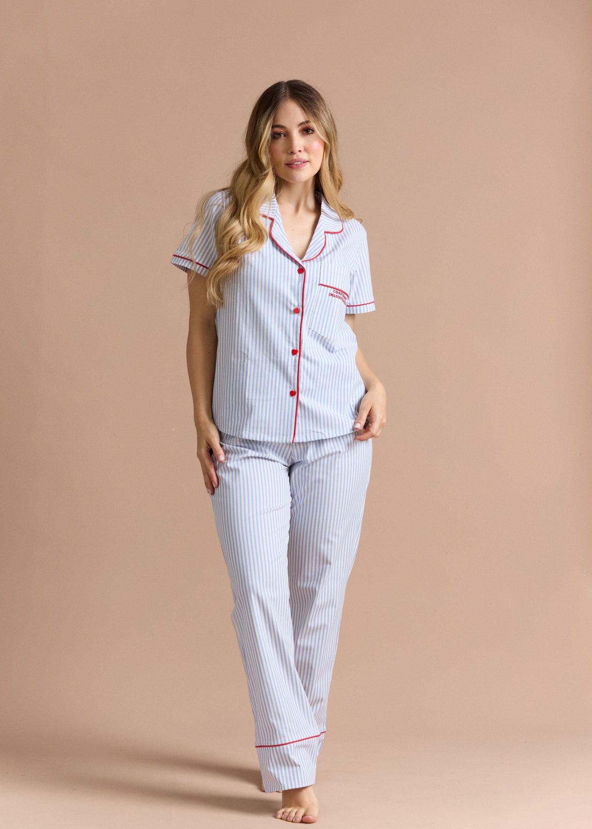 Pijama Pantalón / Camisa Manga Corta Granizado Blue ice