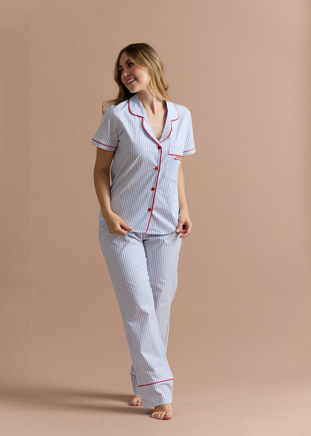 Pijama Pantalón / Camisa Manga Corta Granizado Blue ice
