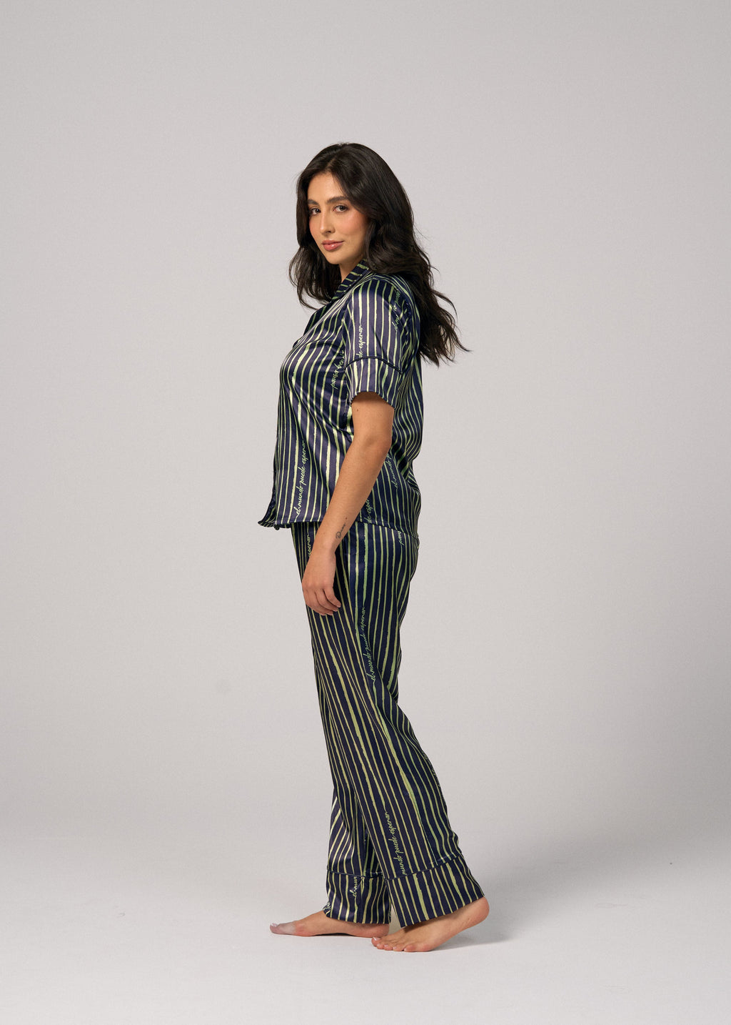 Pijama Pantalón / Camisa Manga Corta Satín Pausa BA