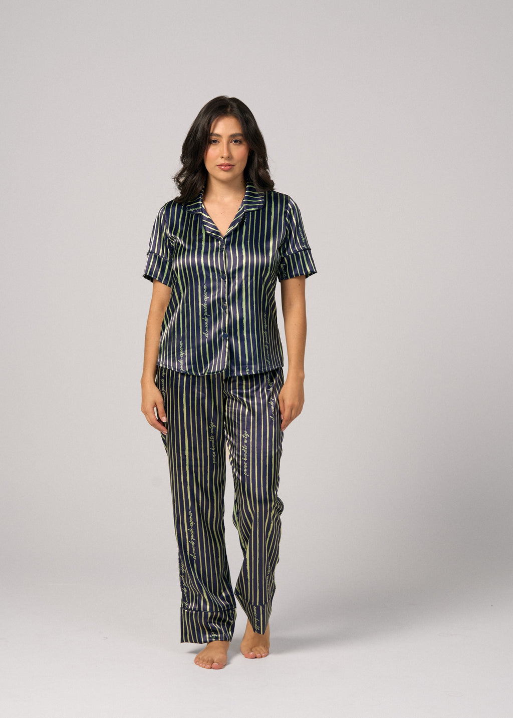 Pijama Pantalón / Camisa Manga Corta Satín Pausa BA