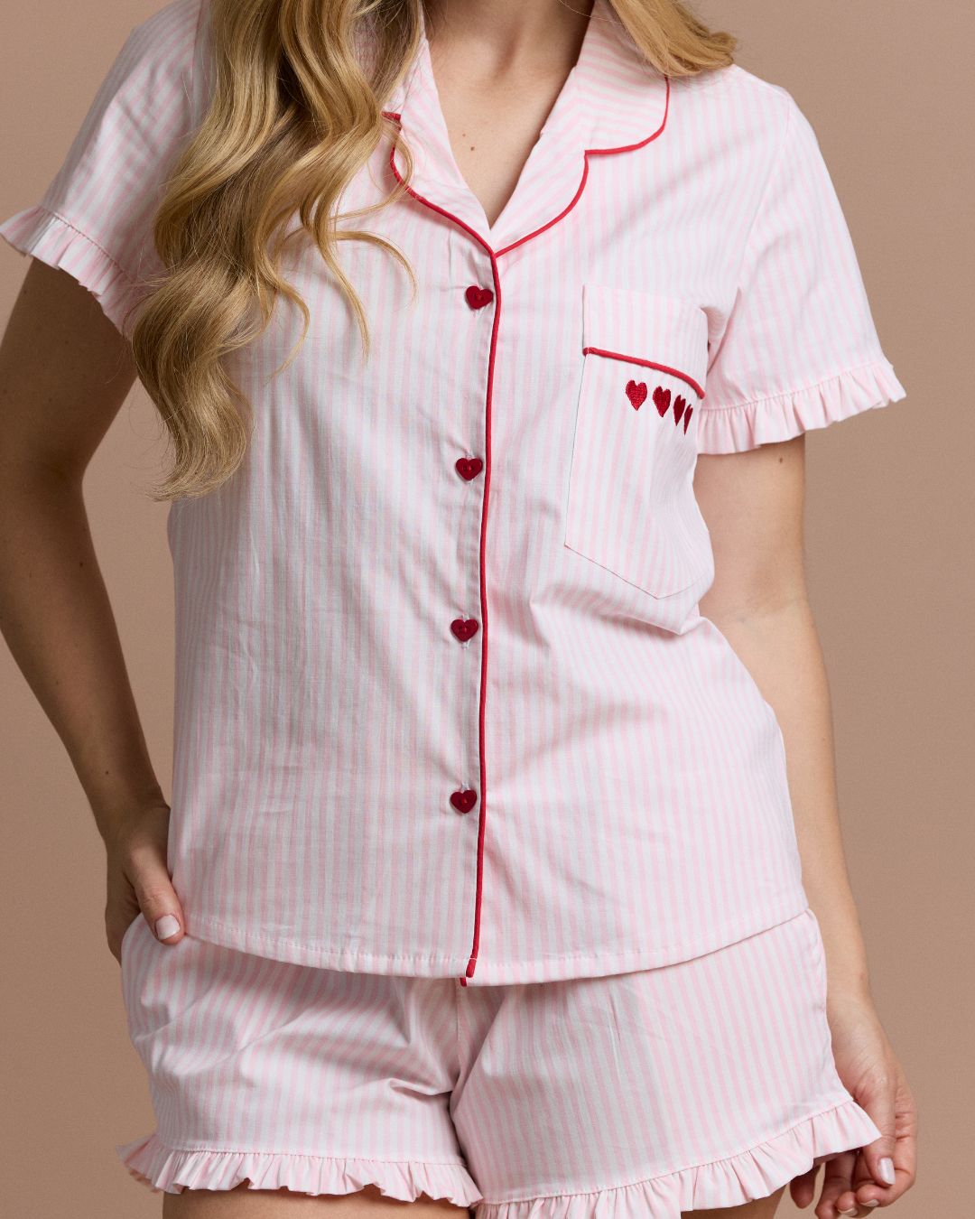 Pijama Short / Camisa Rosada En Algodon