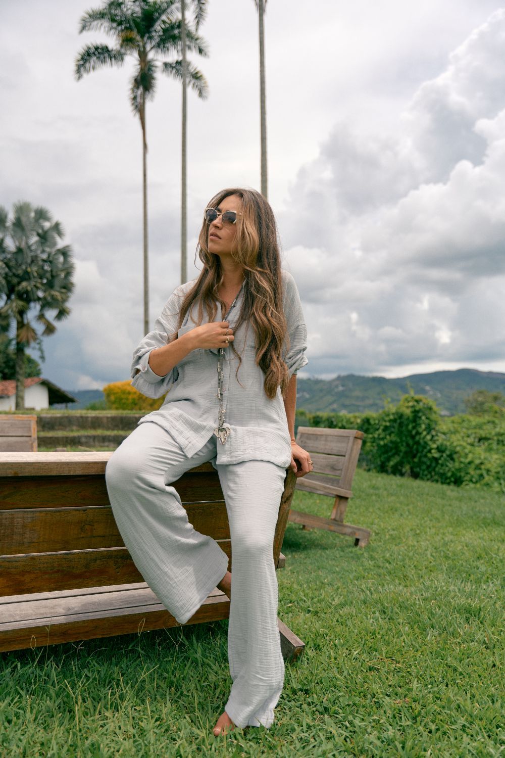 Set Fika Gris Pantalón / Camisa Manga Larga