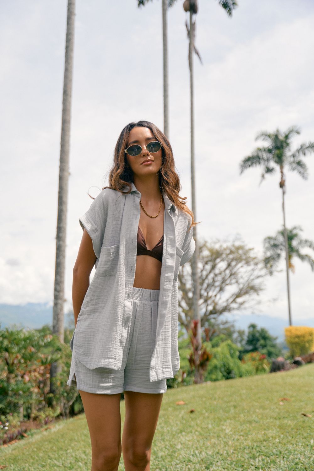Set Fika Gris Short/ Camisa Manga Corta
