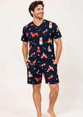 Pijama Bermuda / Camiseta Navidad Azul