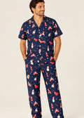 Pijama Pantalón / Camisa Manga Corta Navidad Azul