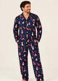 Pijama Pantalón / Camisa Manga Laega Navidad Azul