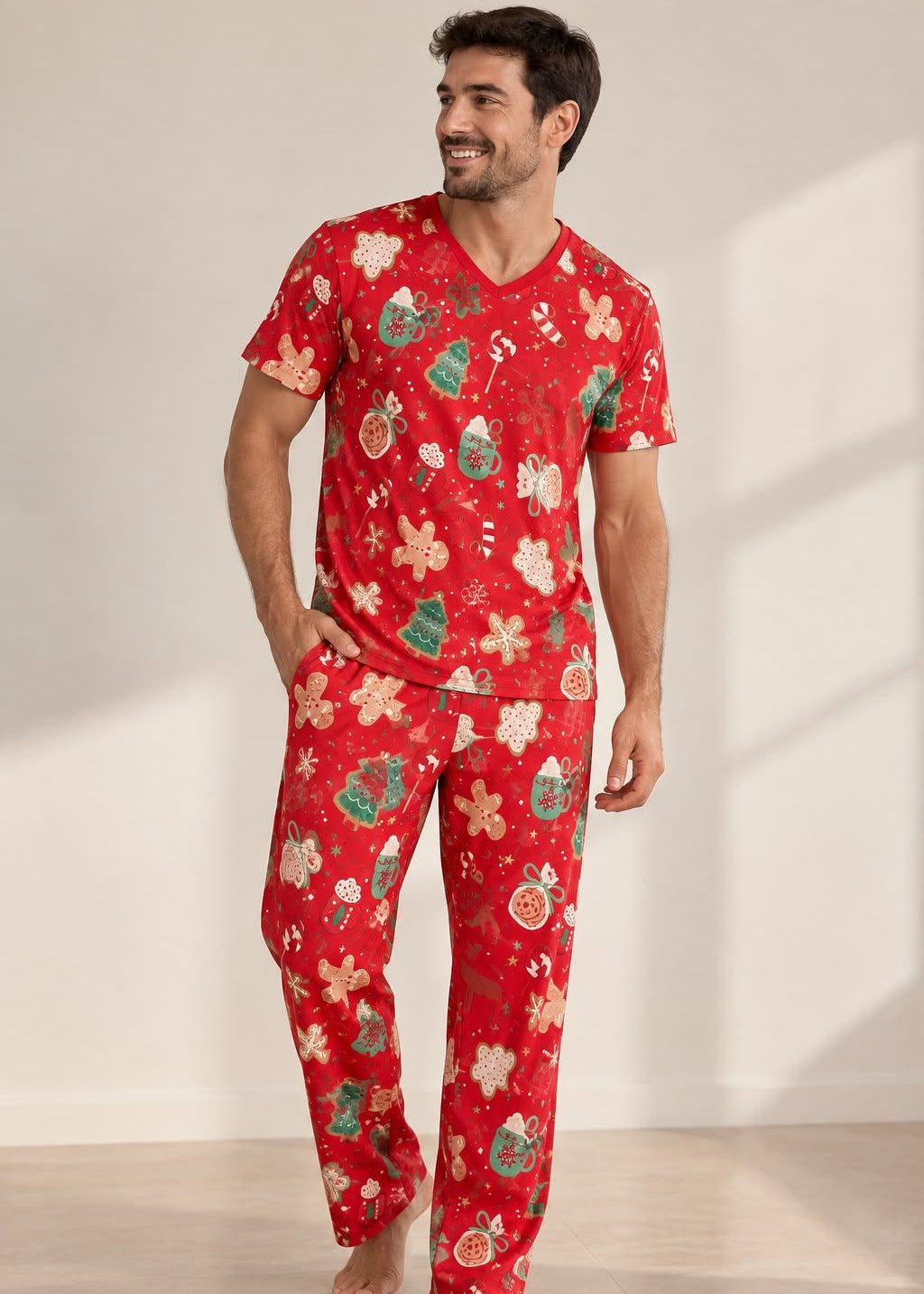 Pijama Pantalón / Camiseta Navidad Roja