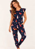Pijama Pantalón / Blusa Bolero Navidad Azul