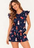 Pijama Short / Blusa Bolero Navidad Azul