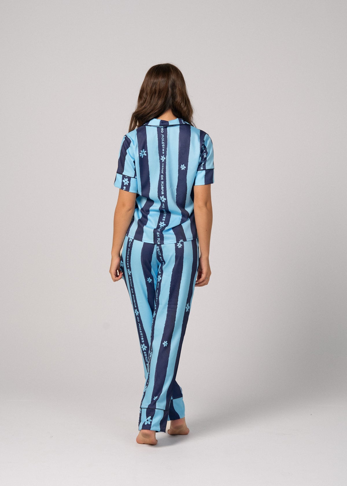 Pijama Pantalón / Camisa Manga Corta No Molestar Rayas Azules