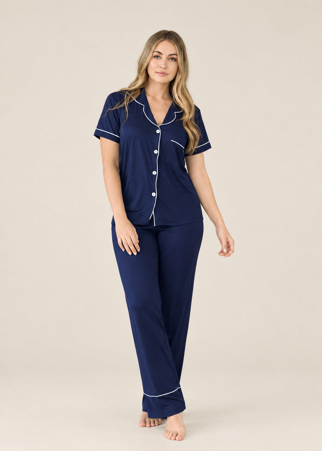 Pijama Pantalón / Camisa Manga Corta Azul Noche