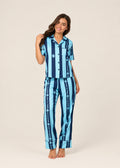 Pijama Pantalón / Camisa Manga Corta No Molestar Rayas Azules