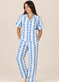 Pijama Pantalón / Camisa Manga Corta Raya Azul Palmera
