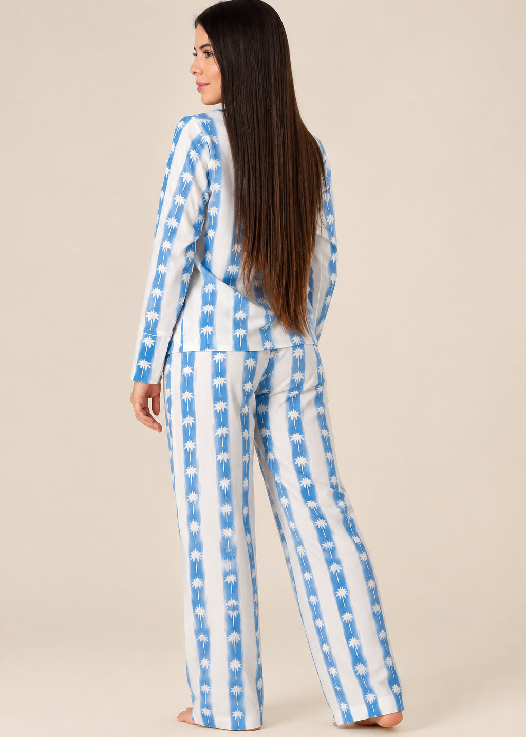 Pijama Pantalón / Camisa Manga Larga Raya Azul Palmera