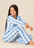 Pijama Pantalón / Camisa Manga Larga Raya Azul Palmera