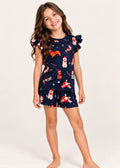 Pijama Short / Blusa Bolero Navidad Azul