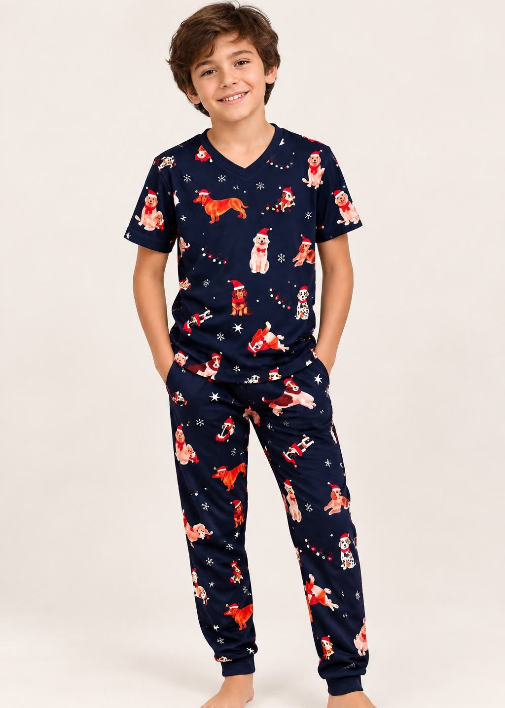 Pijama Pantalón / Camiseta Navidad Azul
