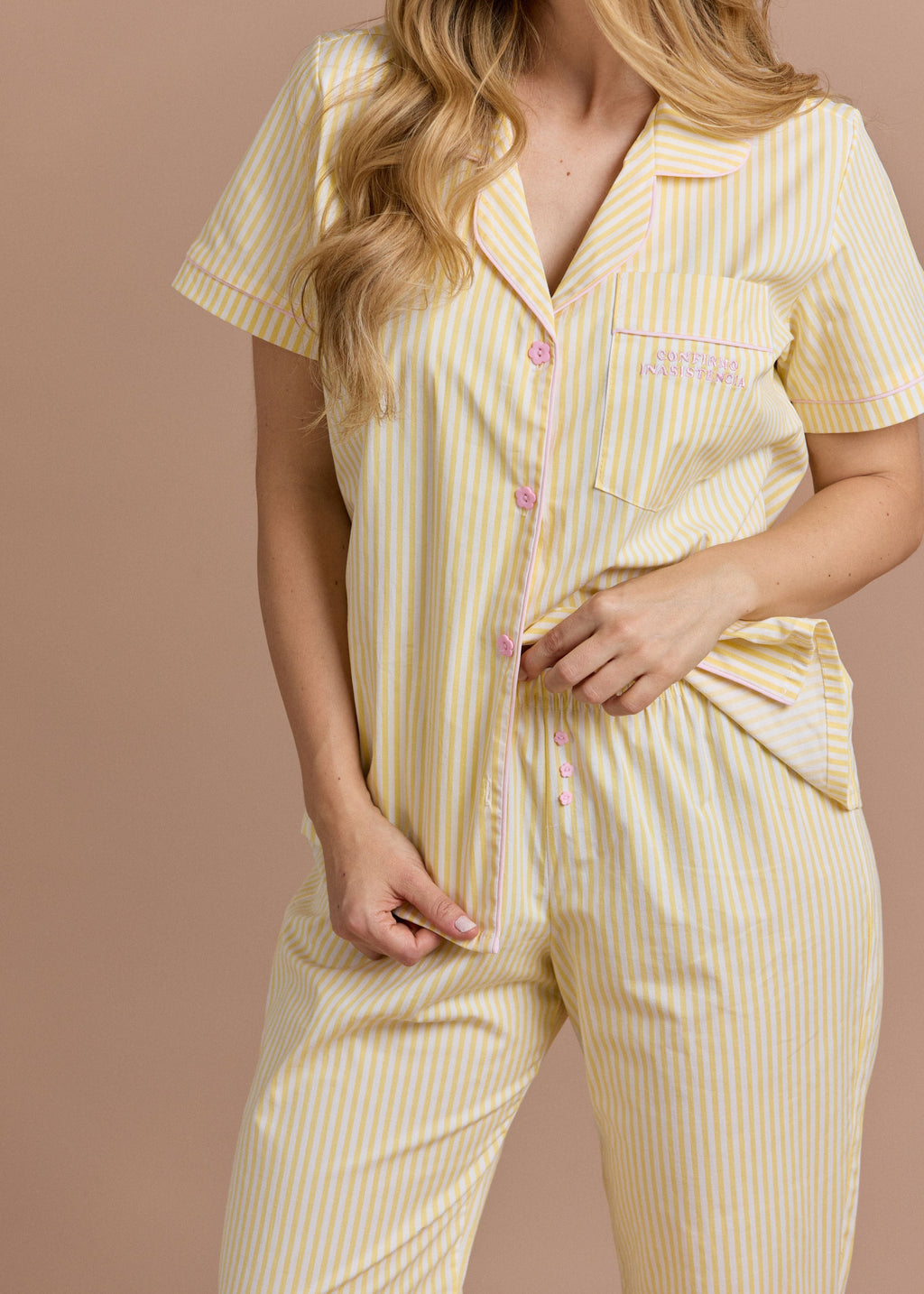 Pijama Pantalón / Camisa Manga Corta Helado de Vainilla