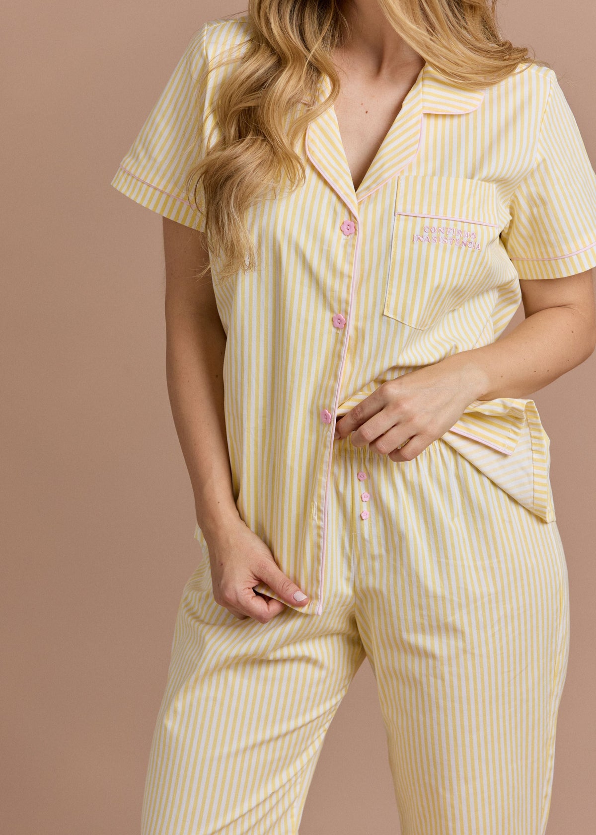 Pijama Pantalón / Camisa Manga Corta Helado de Vainilla