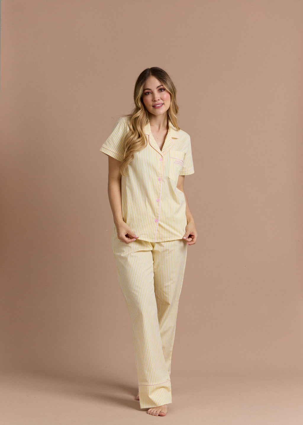 Pijama Pantalón / Camisa Manga Corta Helado de Vainilla