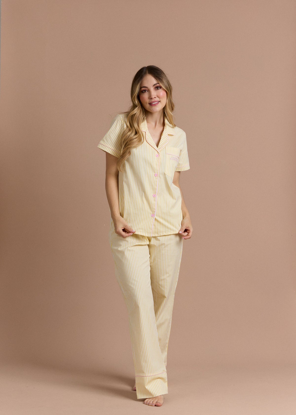 Pijama Pantalón / Camisa Manga Corta Helado de Vainilla