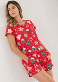 Pijama Short / Blusa Amplia Navidad Roja