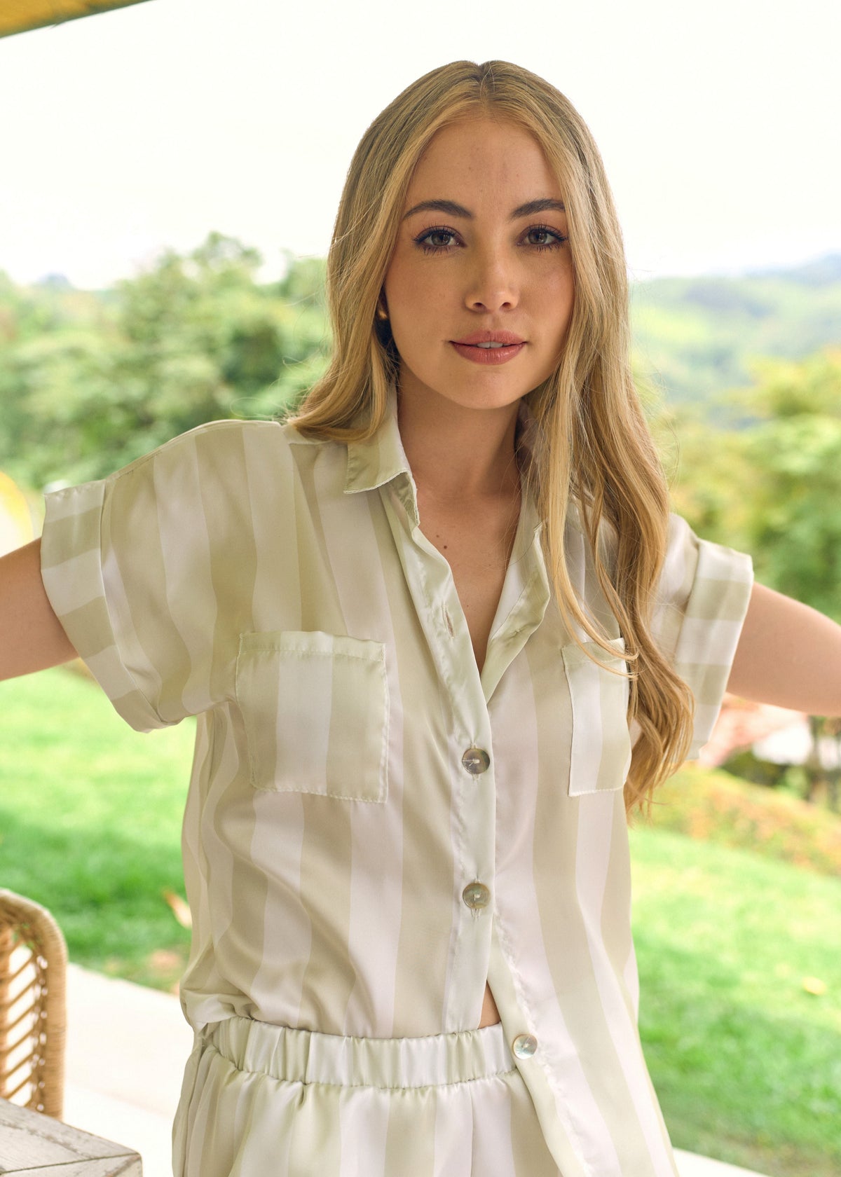 Pijama Short / Camisa Manga Corta Satín Bohemia