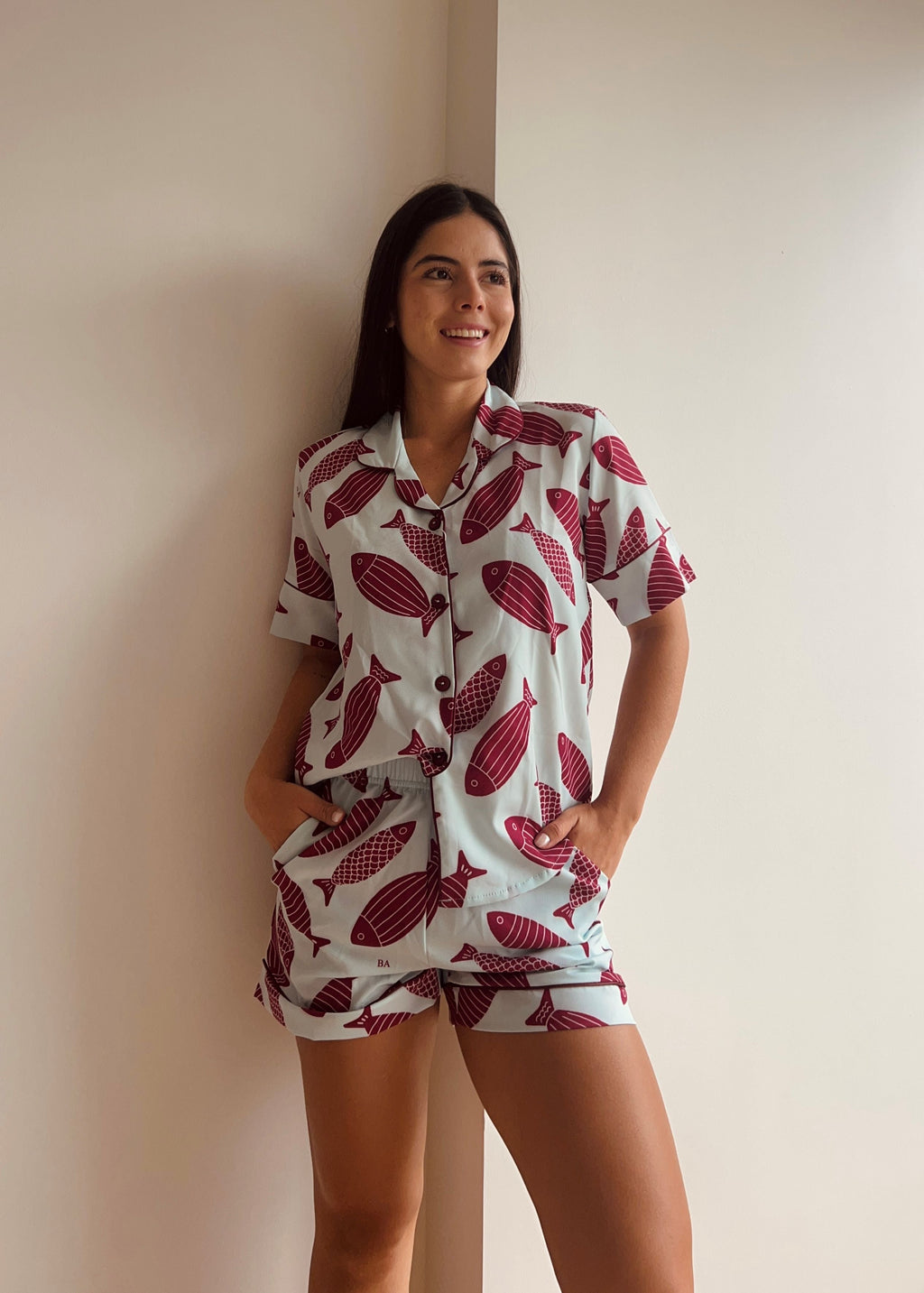 Pijama Short / Camisa Manga Corta Peces