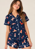 Pijama short  / Camisa Manga Corta Navidad Azul