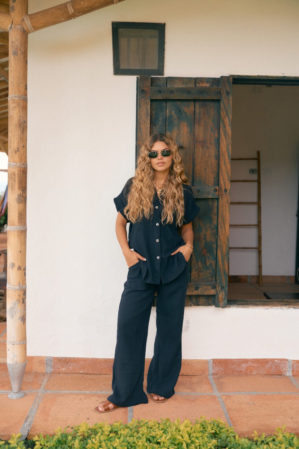 Set Fika Negro Camisa Manga Corta/Pantalón