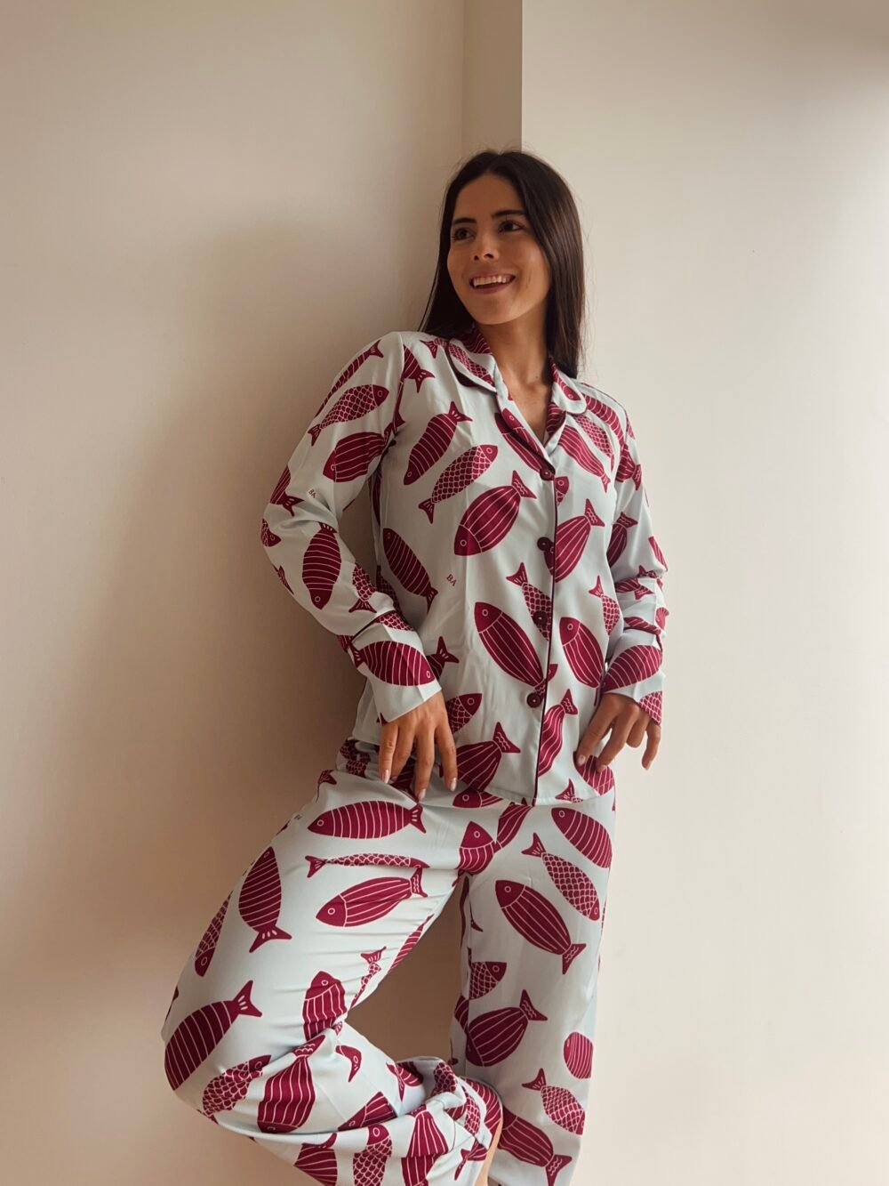 Pijama para mujer Camisa Manga Larga/Pantalón Peces