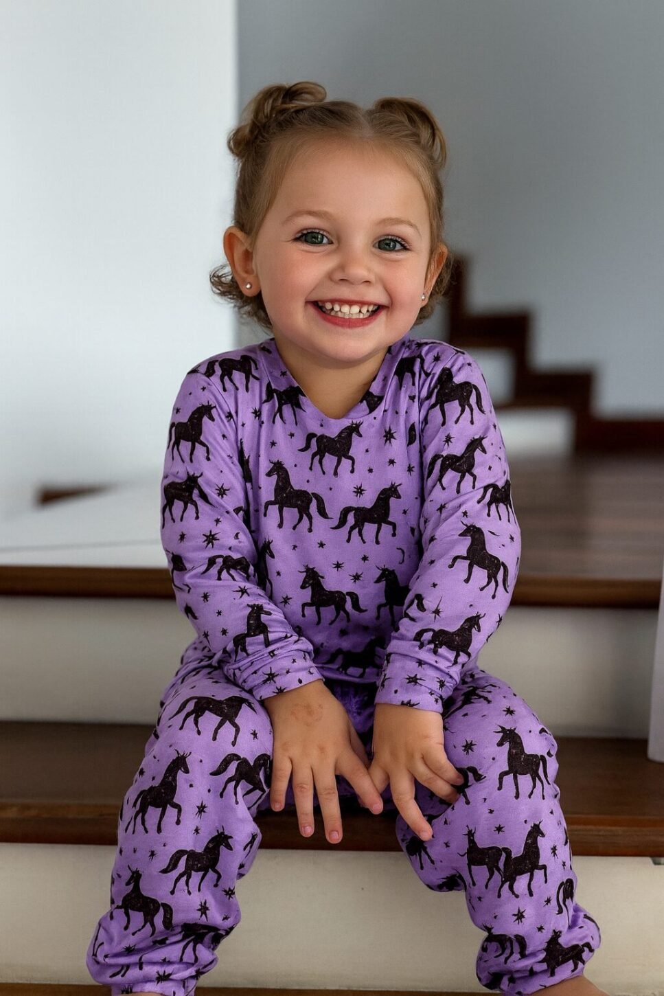 Pijama para Niñas Conjunto Unicornio Morado Pantalón + Buzo