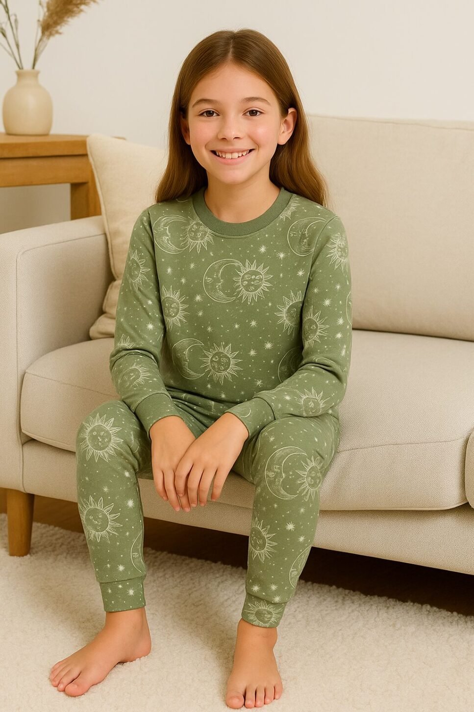 Pijama para Niñas Conjunto Verde Pantalón + Buzo